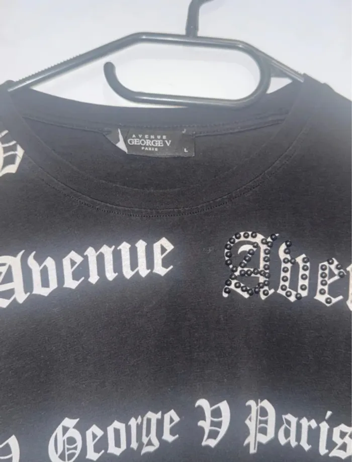 T-shirt Homme Noir – Avenue Georges V Paris – Taille L - photo numéro 2