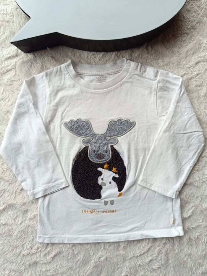 Tee shirt chemise manches longues Garçon 12 mois Apprendre l'aventure Renne Obaïbi 100% coton - photo numéro 2
