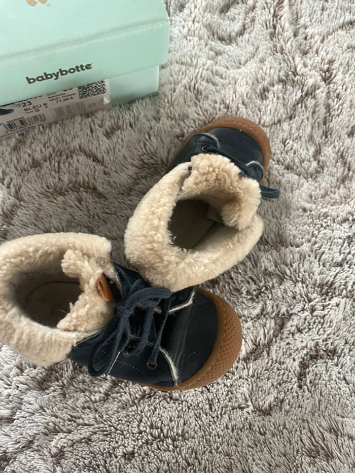 Babybotte bébé bottillon cuir fourree hiver abufl marine - photo numéro 4