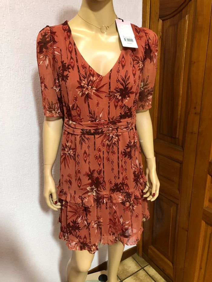 Robe terracotta à fleurs naf naf - n e u v e - photo numéro 2
