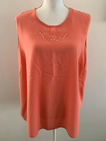 Débardeur brodé fleurs corail TXXL