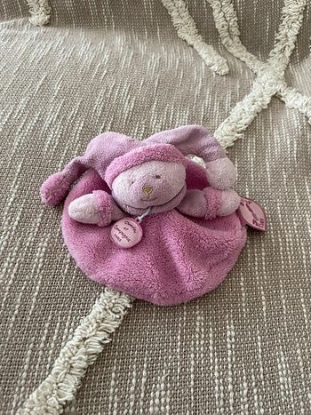 Peluche doudou et compagnie plat 15cm ours violet très bon état