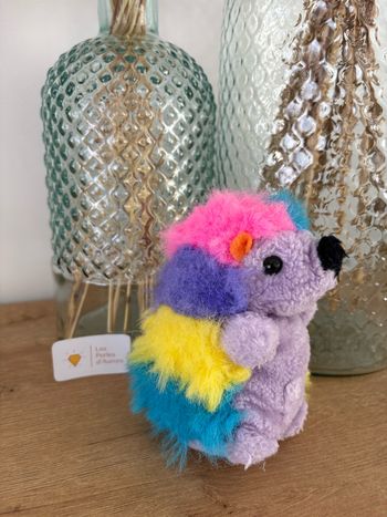 Peluche ancienne vintage hérisson multicolore