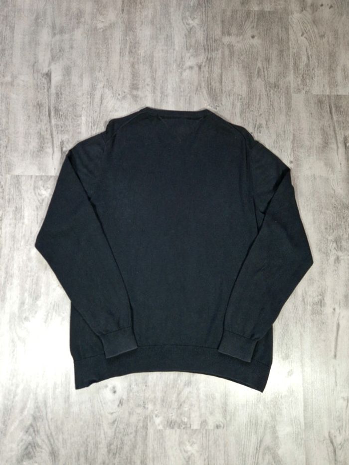 Pull Col V Tommy Hilfiger Noir Logo Brodé Taille L Homme - photo numéro 8