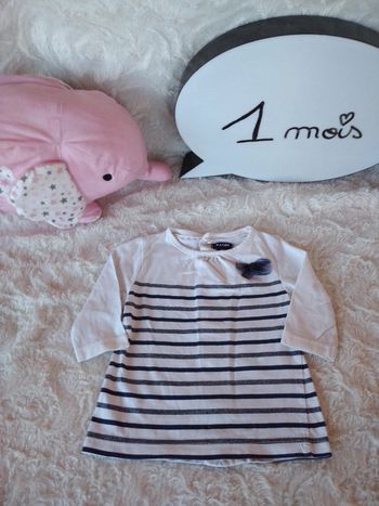 Tee shirt manches longues Fille 1 mois Nœud Kiabi