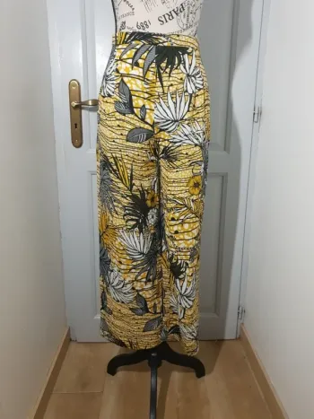 🖤💛 Pantalon fluide jambes larges – Fait main – Taille 40 – Très bon état