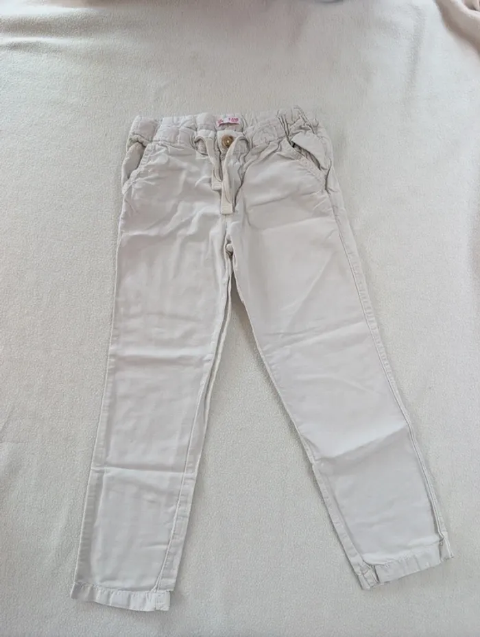 Pantalon 6 ans garçon beige/ crème dpam