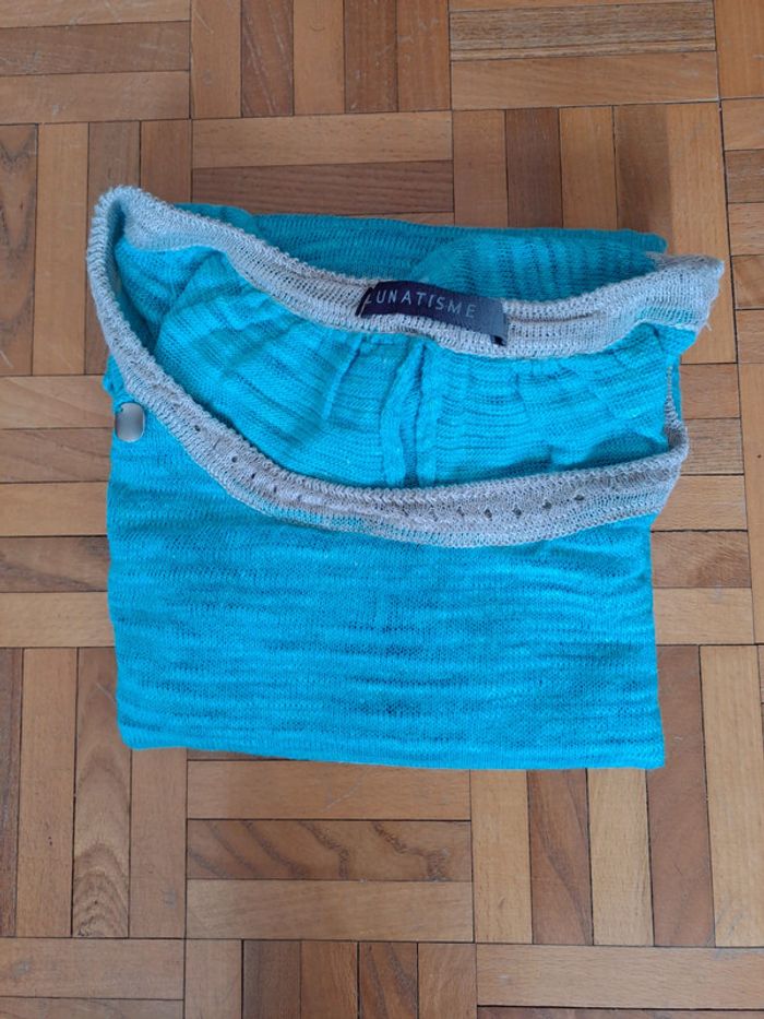 Pull léger turquoise - photo numéro 3