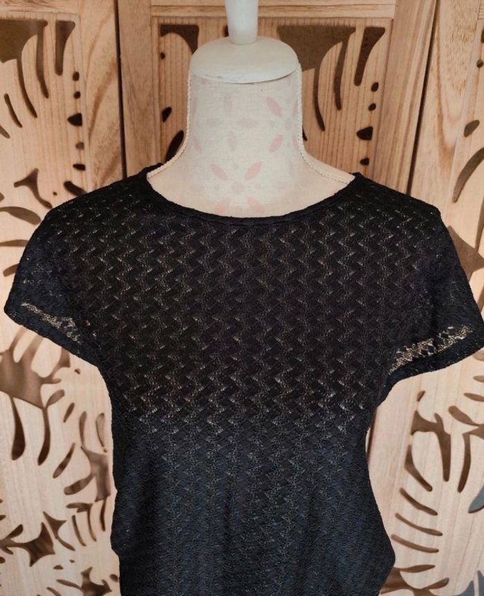 Blouse noire ajourée L/40 - Nouette dos & taille entrelacée Shein - photo numéro 3