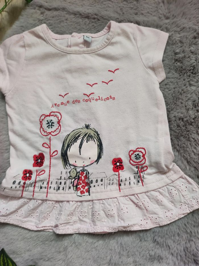 Ensemble rose et rouge manches courtes orchestra 6 mois - photo numéro 2