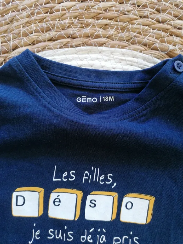 Tee-shirt manches longues bleu marine - Gémo - 18 mois - photo numéro 2
