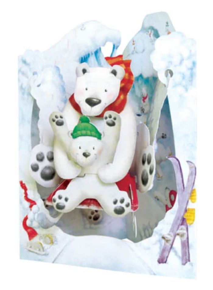 Carte de Voeux 3D Intéractive Santoro London Ours Polaire Balançoire