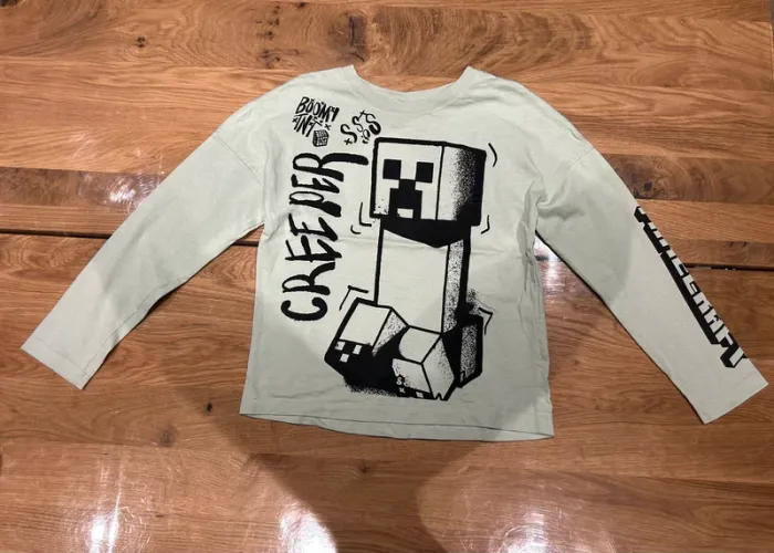 Tee-shirt manches longues 8 ans bleu clair Minecraft