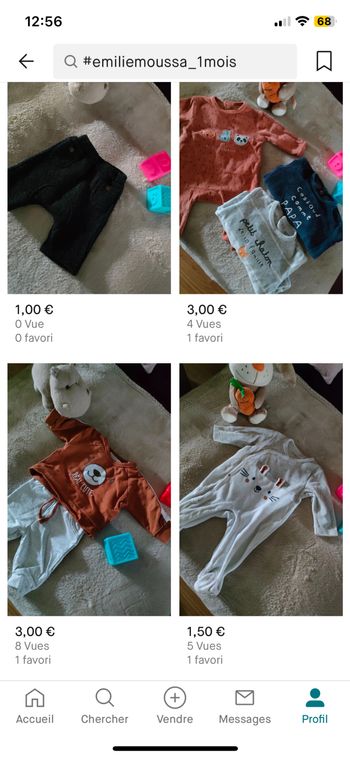 Vend vêtements garçon 1 mois