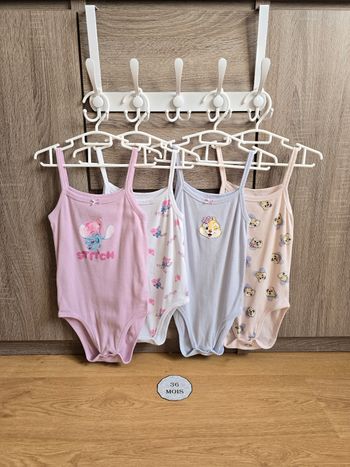 Vêtement Bébé Fille - Lot de bodies Tic&Tac et Stitch - Disney - 36 mois 92 cm