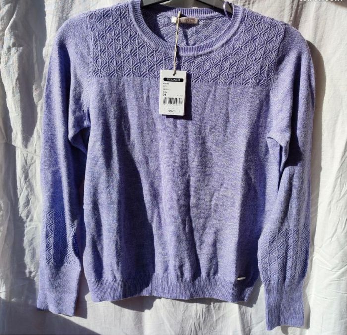Pull fin couleur parme pour femme taille S, Diane Laury - photo numéro 2