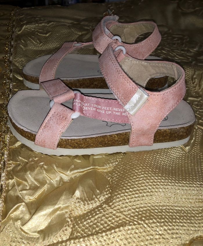 Sandale en cuir taille 26 rose pailletés - photo numéro 4