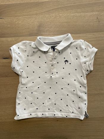 Polo manches courtes blanc à pois kiabi 12 mois