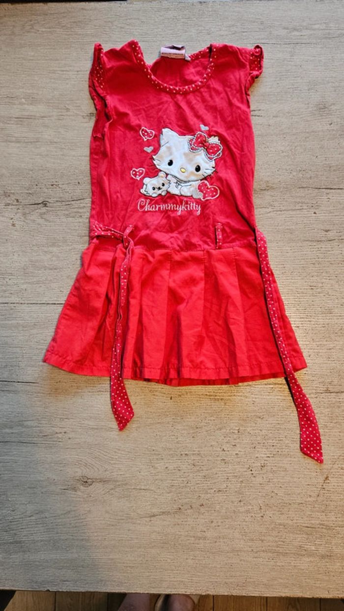 Robe d été courte rouge et blanche, Sanrio, Charm my Kitty, 8 ans