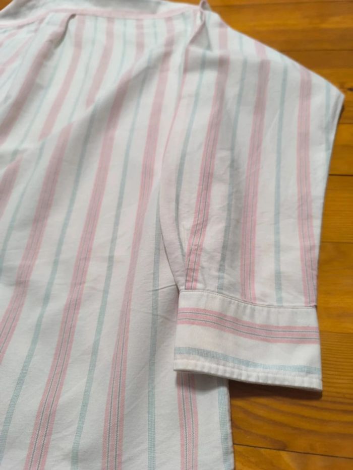 Chemise à rayures - Ralph Lauren - Logo brodé gris - Blanc, rose, bleu - Taille M - photo numéro 6