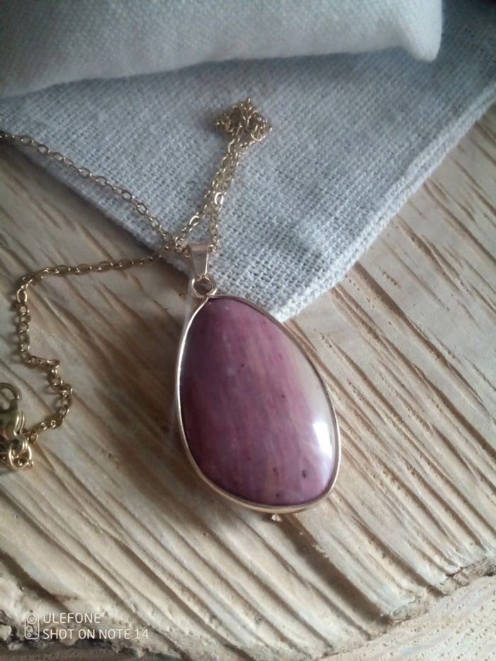 Collier pendentif en pierre naturelle de rhodochrosite - photo numéro 3