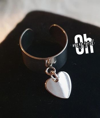 Bague réglable acier inoxydable coeur