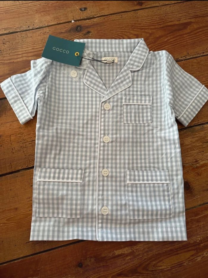 NEUF Gocco pyjama été léger 2 pièces carreaux Vichy 1 an 12-18 mois short chemise