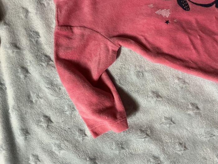 pyjama grenouillère en velours rose impression pingouin devant 1 mois pat et ripaton - photo numéro 7