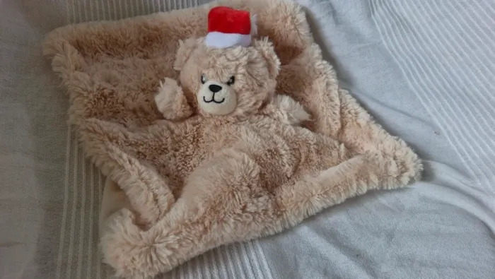 Doudou  plat Ourson  bonnet Noël - photo numéro 3