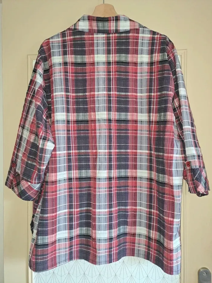 Chemise à carreaux rouge noire blanche femme vestistyle 50/52 comme neuve - photo numéro 5