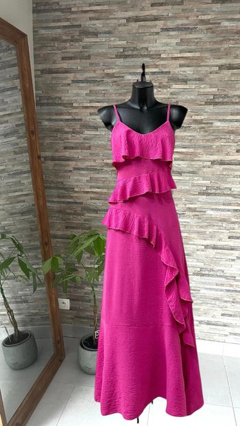 Robe longue couleur fuchsia bohème