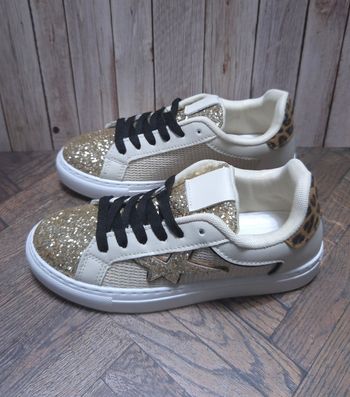 Baskets Femme Or & Léopard - Style Étoile Pailletée - Neuves Taille 37