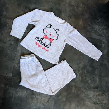 Pyjama  chat velours gris 4 ans