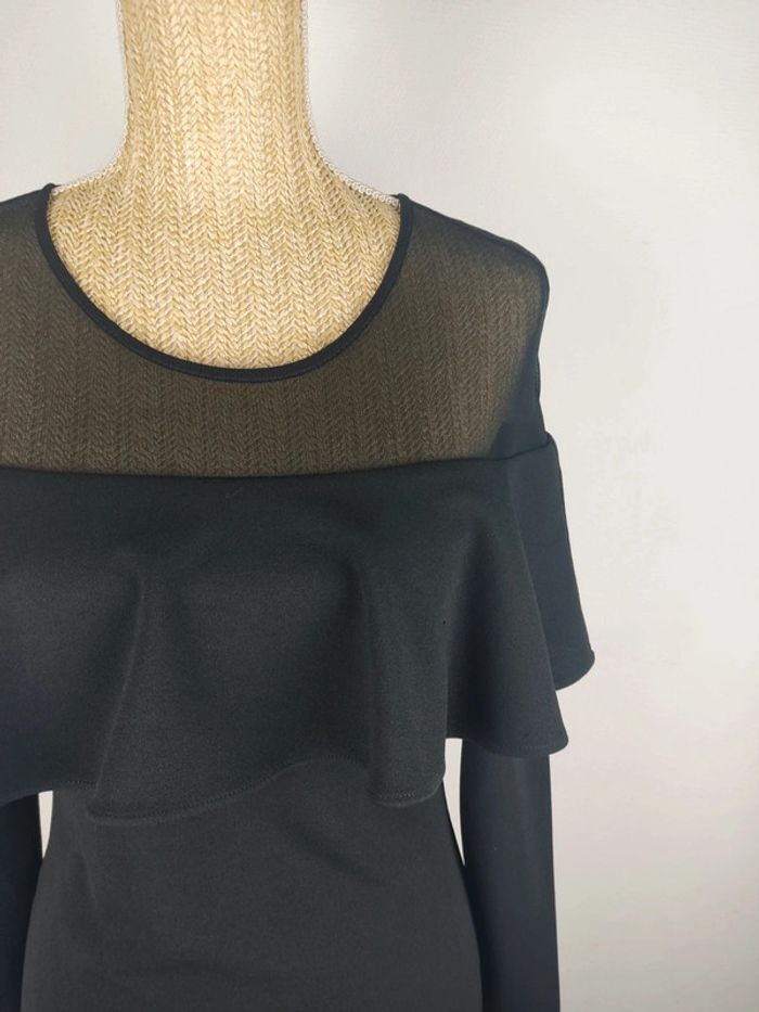 Robe mi-longue manches longues volants et mesh noire taille L Vera & Lucy - photo numéro 4