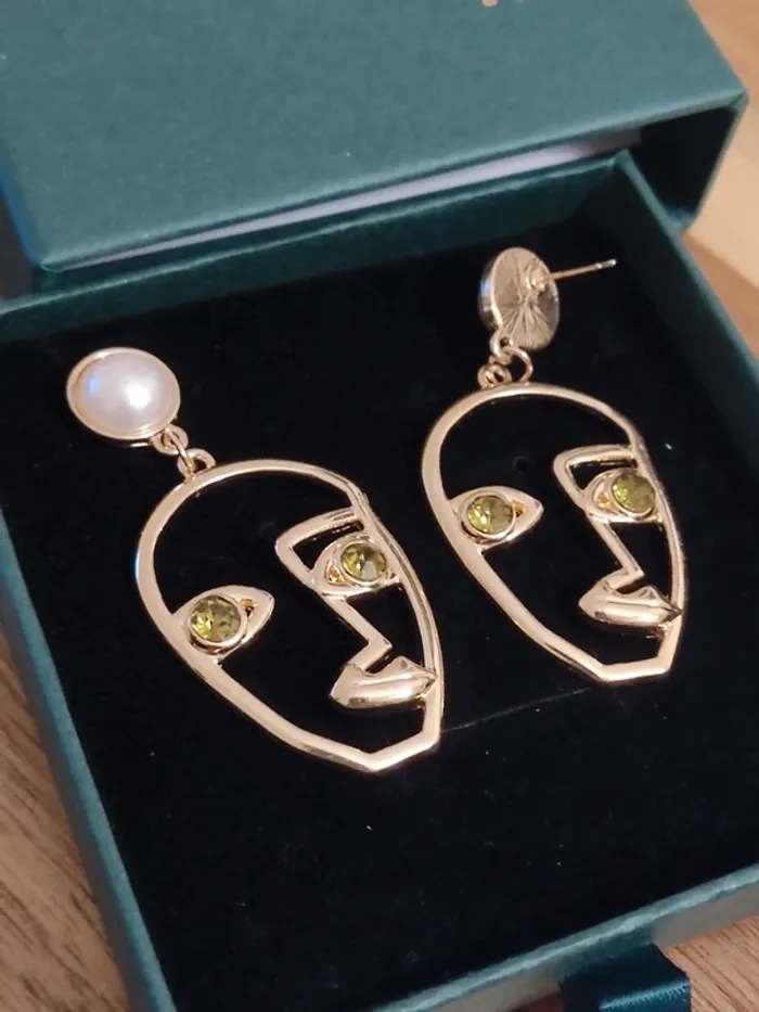 Boîte coffret cadeau bijoux boucles d'oreilles art abstrait neuf - photo numéro 3