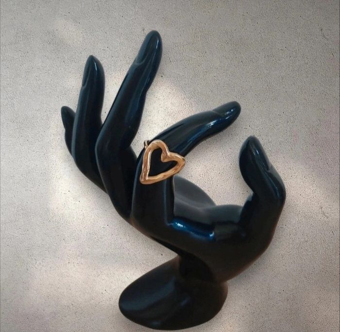 Bague cœur ajustable acier inoxydable dorée neuve - photo numéro 2