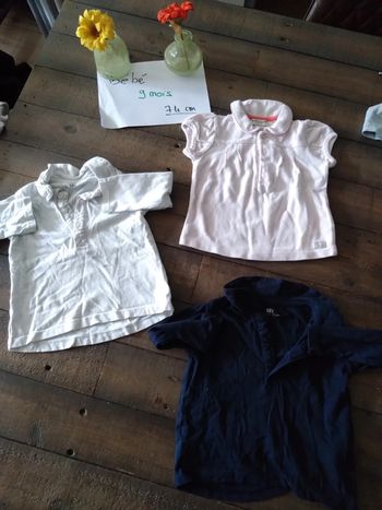 Lot de 3 polos bébé fille de 9 mois 74 cm