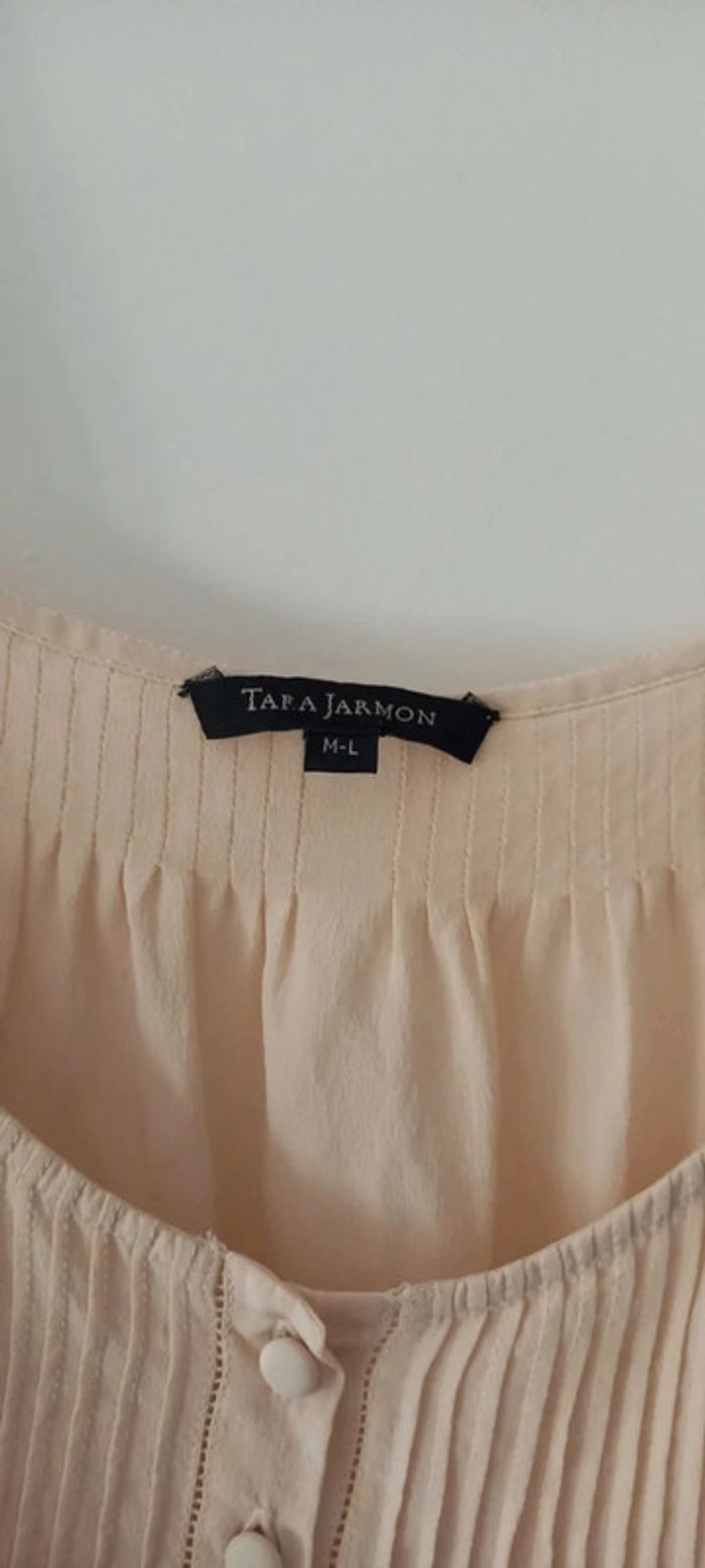 Top à bretelles en soie Tara Jarmon beige crème M-L - photo numéro 4