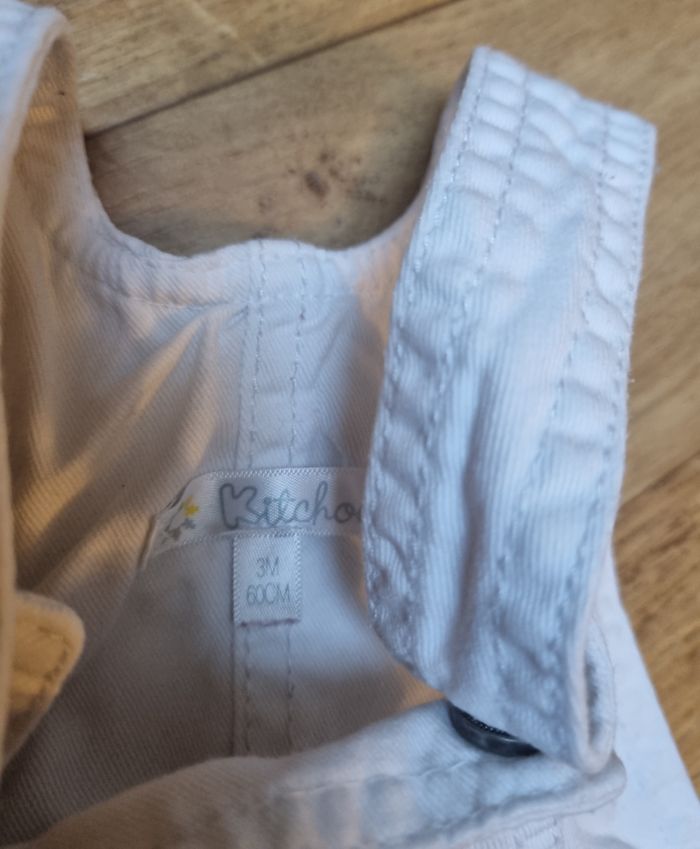 Salopette bébé velours blanc 3 mois Kitchoun - photo numéro 2