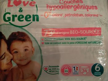 Lot de 4 paquets de couches bébé love and green taille 6