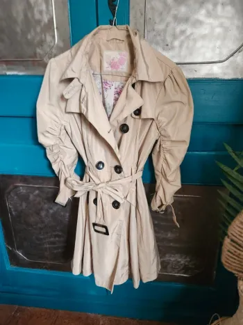 Trench manches 3/4 beige patineuse new look