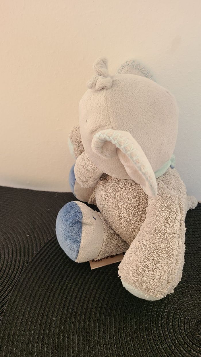 Nattou Jack Jules Nestor peluche éléphant gris bleu - photo numéro 5