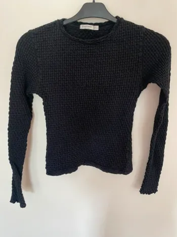 top côtelé stradivarius noir taille S
