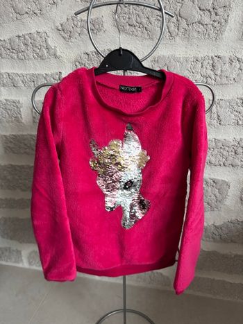 Pull polaire fille hiver 8 ans fushia sequin licorne