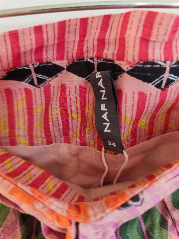 Jupe courte imprimée Naf Naf taille 34 – multicolore, ceinture à nouer - photo numéro 2