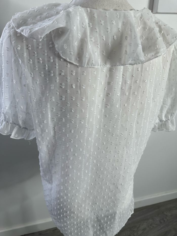 Blouse blanche plumetis et froufrous T40 L - photo numéro 6