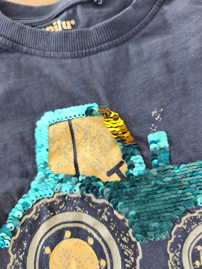 T-shirt tracteur avec sequins - photo numéro 2
