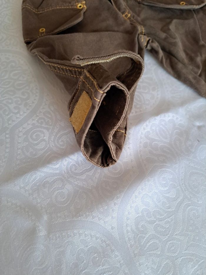 Joli pantalon marron et jaune 6 mois 100% coton - photo numéro 5