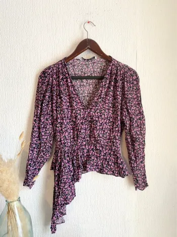 Blouse fleurie Zara taille m 38 rose noire violet