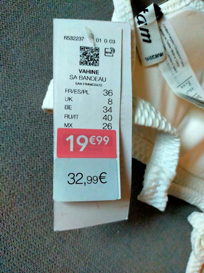 Haut de bikini blanc texturé – Etam – Taille 36 – Neuf avec étiquette - photo numéro 5